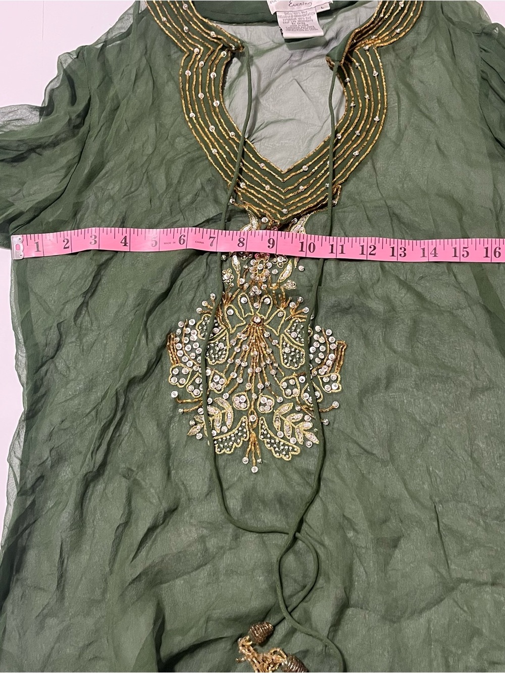 Vintage Papell Boutique Evening 100% Silk Beaded Tunic Blouse - Picture 6 of 7